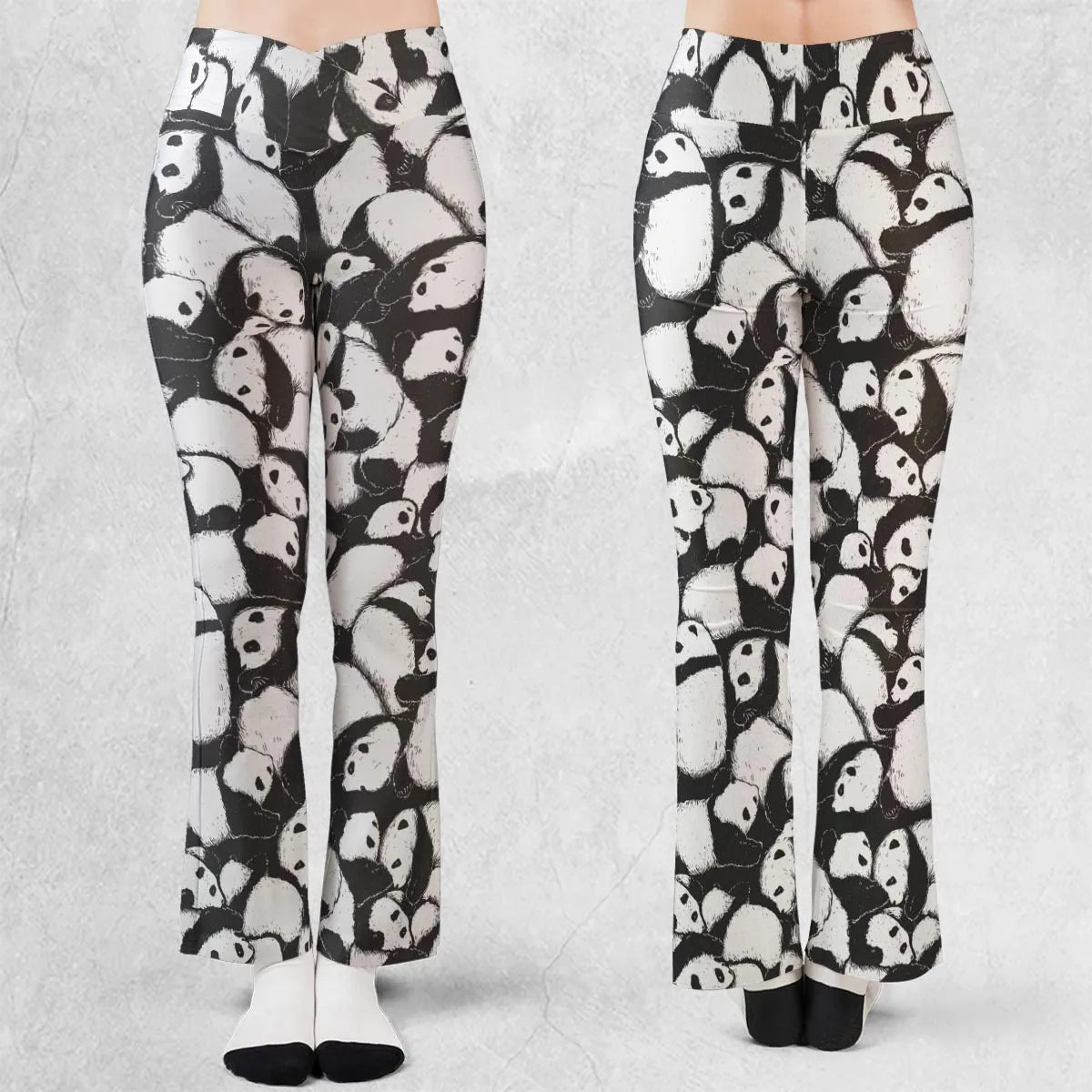 Lazy Day Panda Pattern Flare Leggings