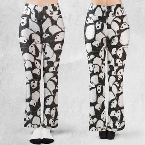 Lazy Day Panda Pattern Flare Leggings
