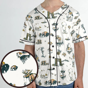 Yellowstone National Park Pattern Unisex Baseball Jersey