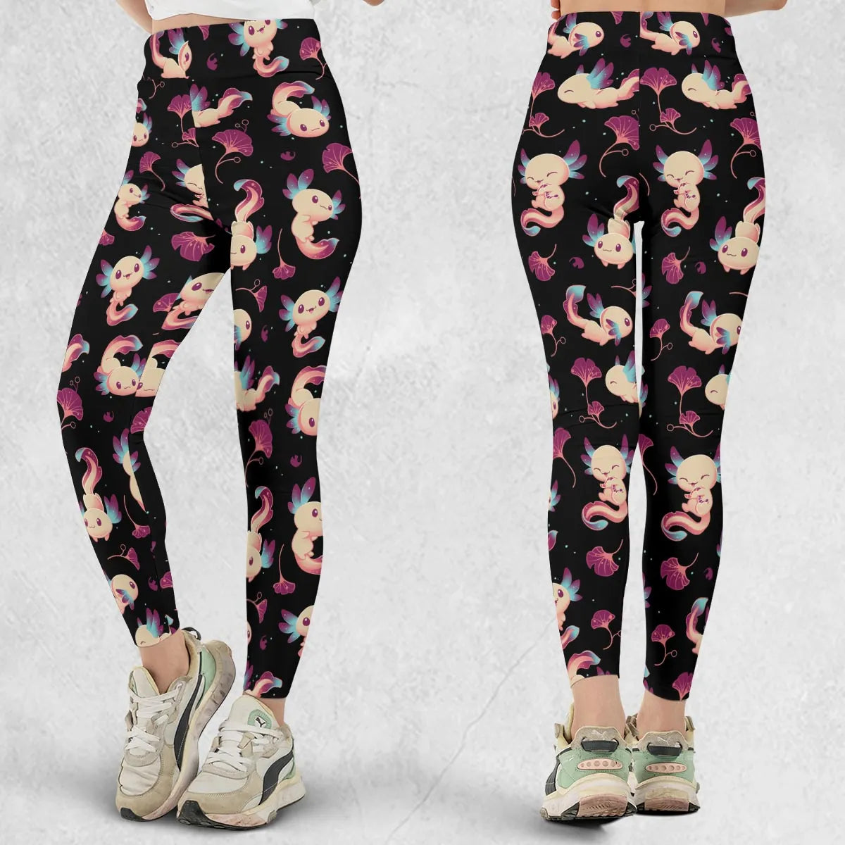 Axolotl Wonders Cute Salamanders Pattern Legging