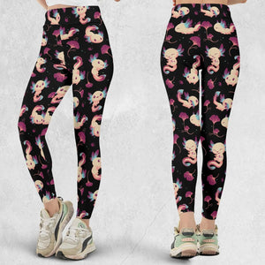 Axolotl Wonders Cute Salamanders Pattern Legging
