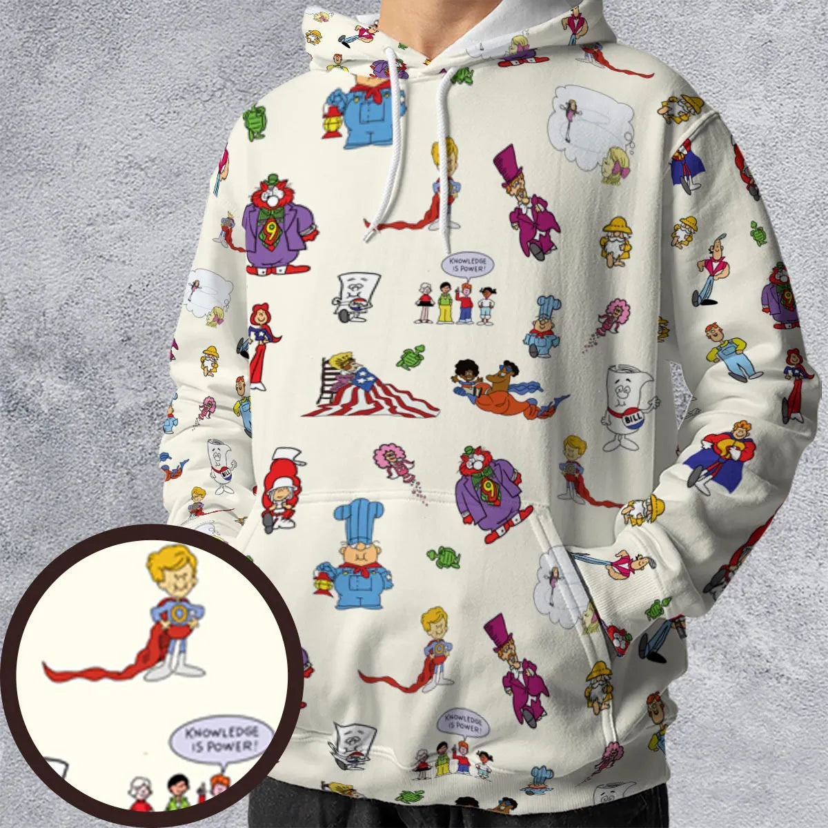 Schoolhouse Rock Characters All-over Print Hoodie