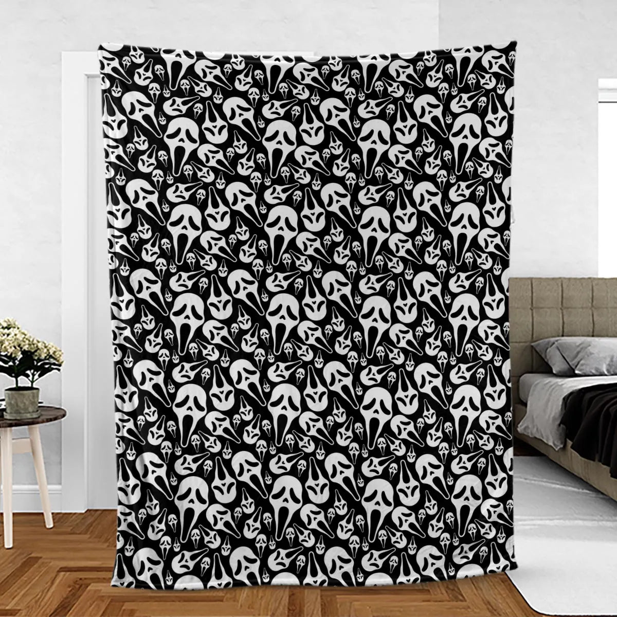 Ghostface Horror Movie Pattern Halloween Fleece Blanket