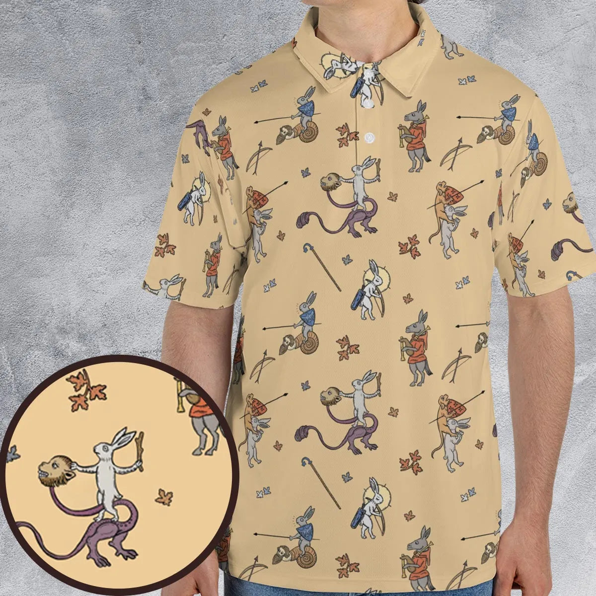 The Medieval Marginalia Killer Rabbit Monty Python AOP Men/Women Polo Shirt