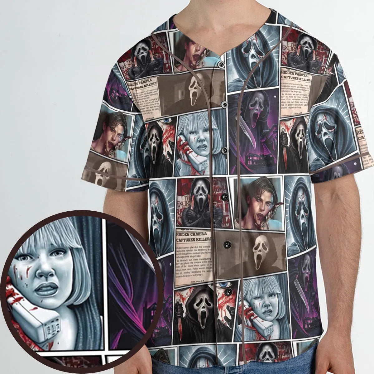 Scream Ghostface Horror Movie Halloween Unisex Baseball Jersey