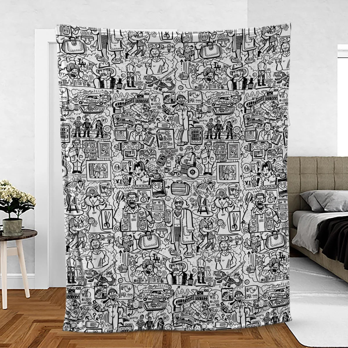 The Big Lebowski Doodles Fleece Blanket
