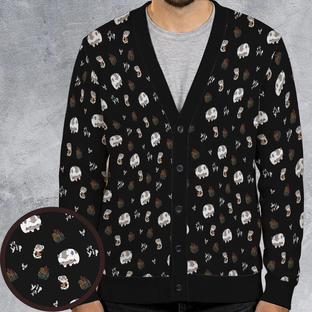 Appa Yip Yip Avatar Pattern Cardigan