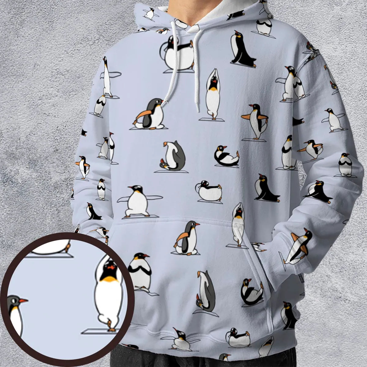 Penguin Yoga Pattern All-over Print Hoodie