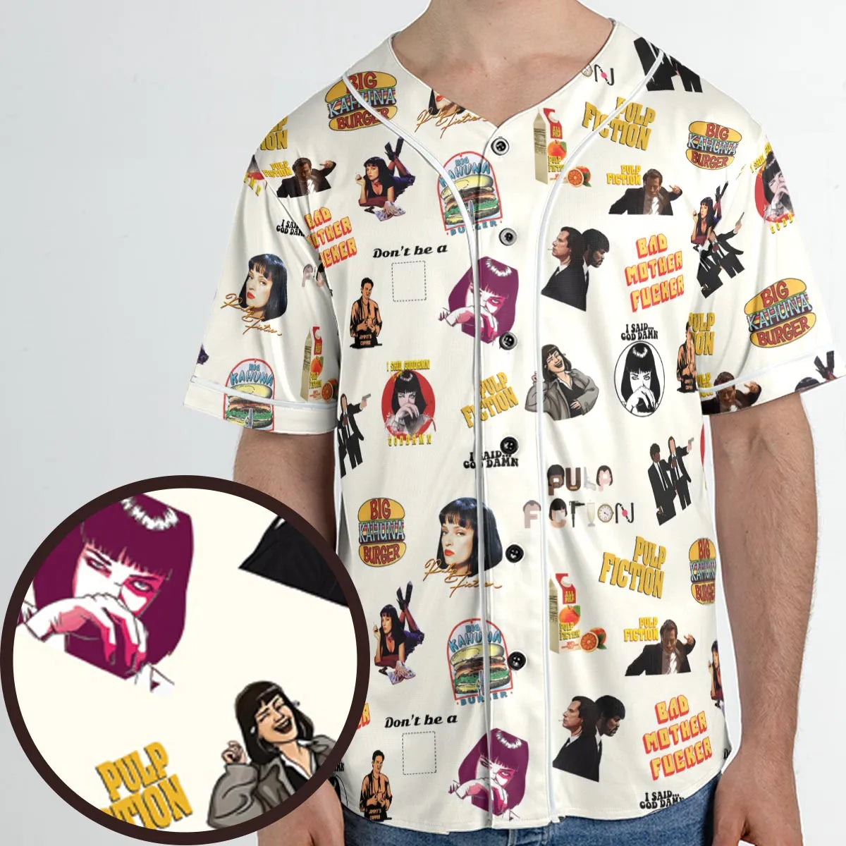 Pulp Fiction Pattern Unisex Baseball Jersey
