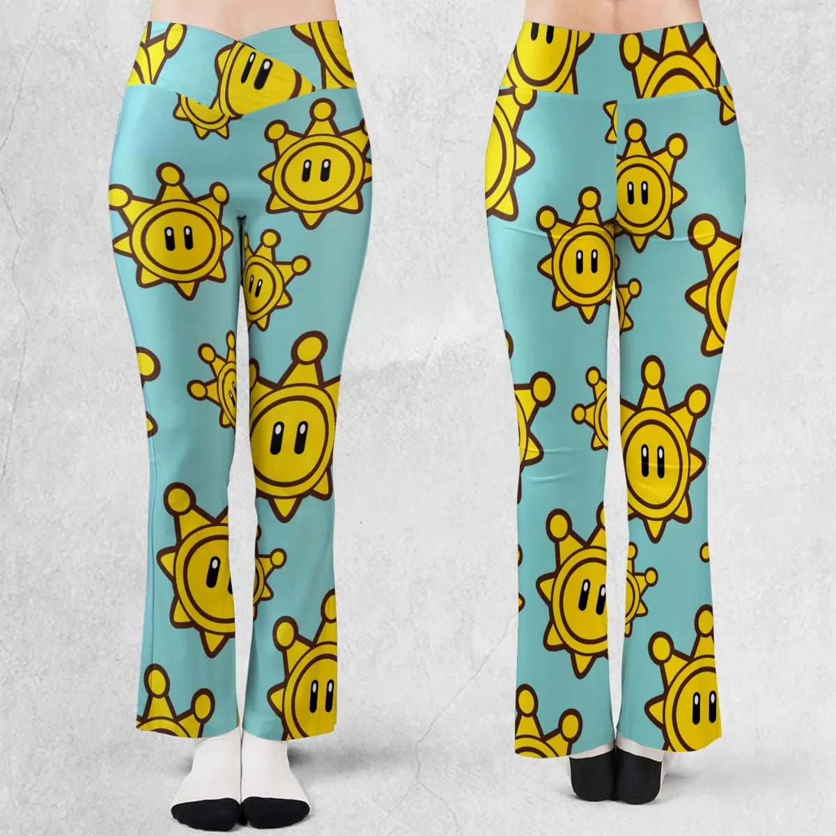Shine Sprite Super Mario Button Up Flare Leggings