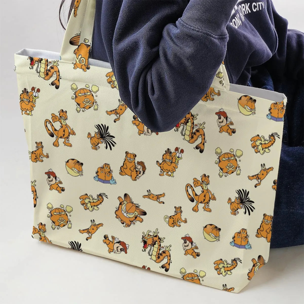 Lazy Legend Garfield Pokemon Mashup Large Tote Bag
