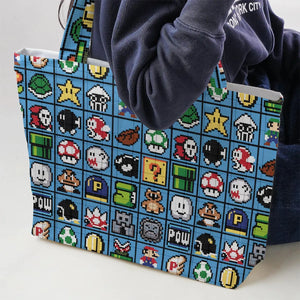 Mario Pixel Super Mario Pattern Large Tote Bag
