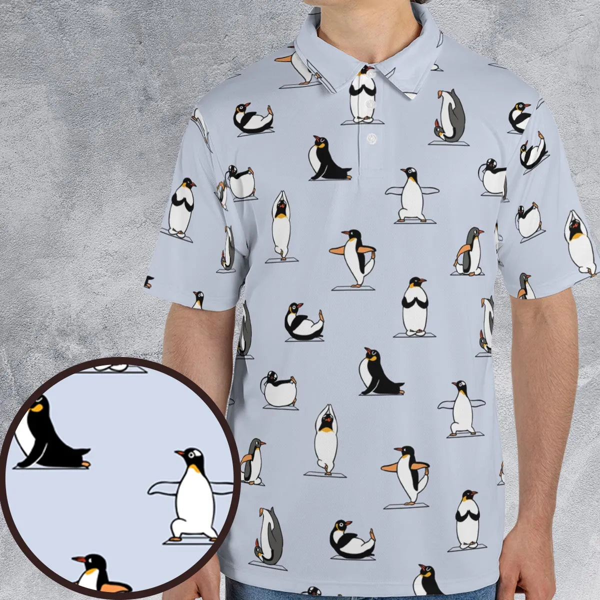 Penguin Yoga Pattern AOP Men/Women Polo Shirt