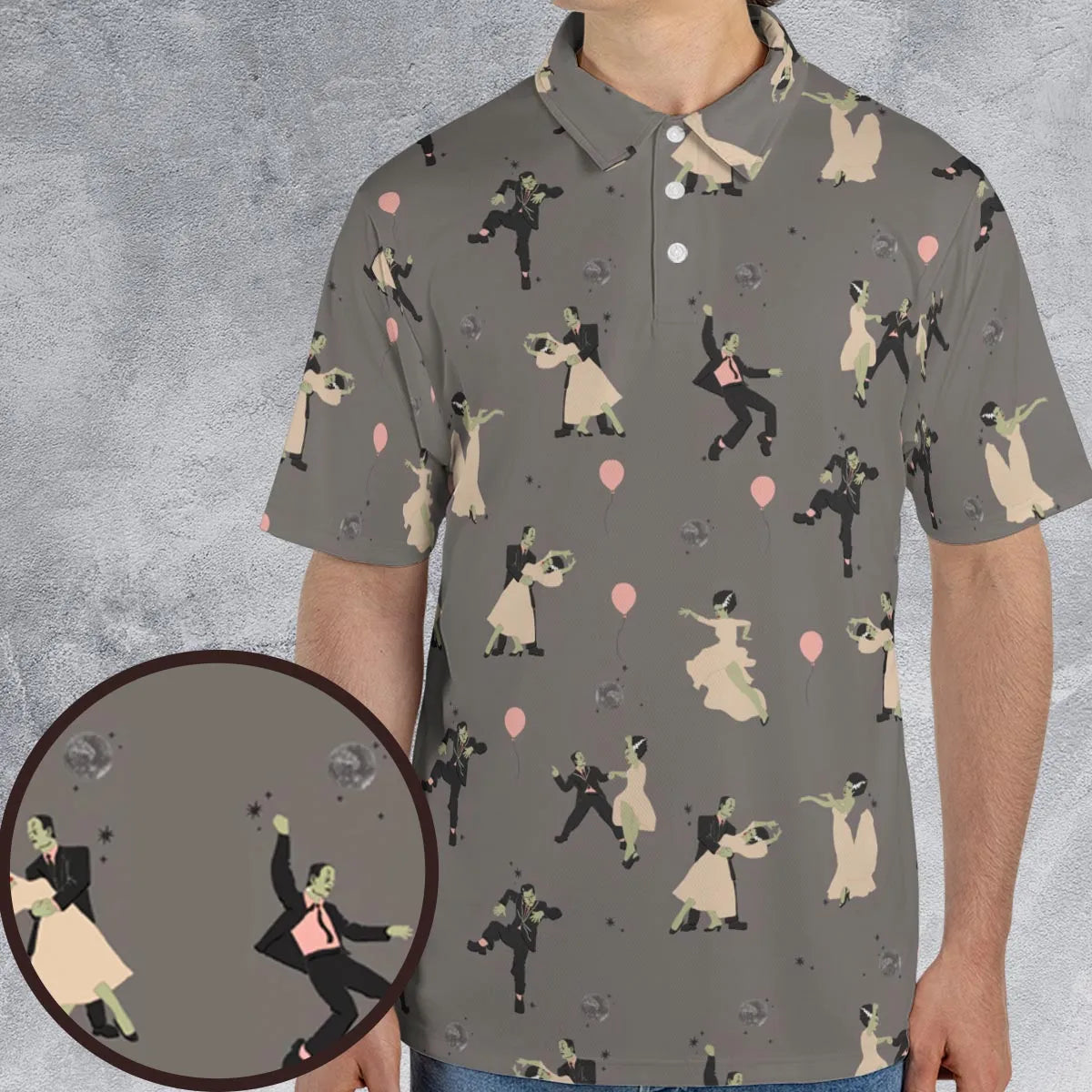 Dirty Dancing Frankenstein and Bride of Frankenstein AOP Men/Women Polo Shirt