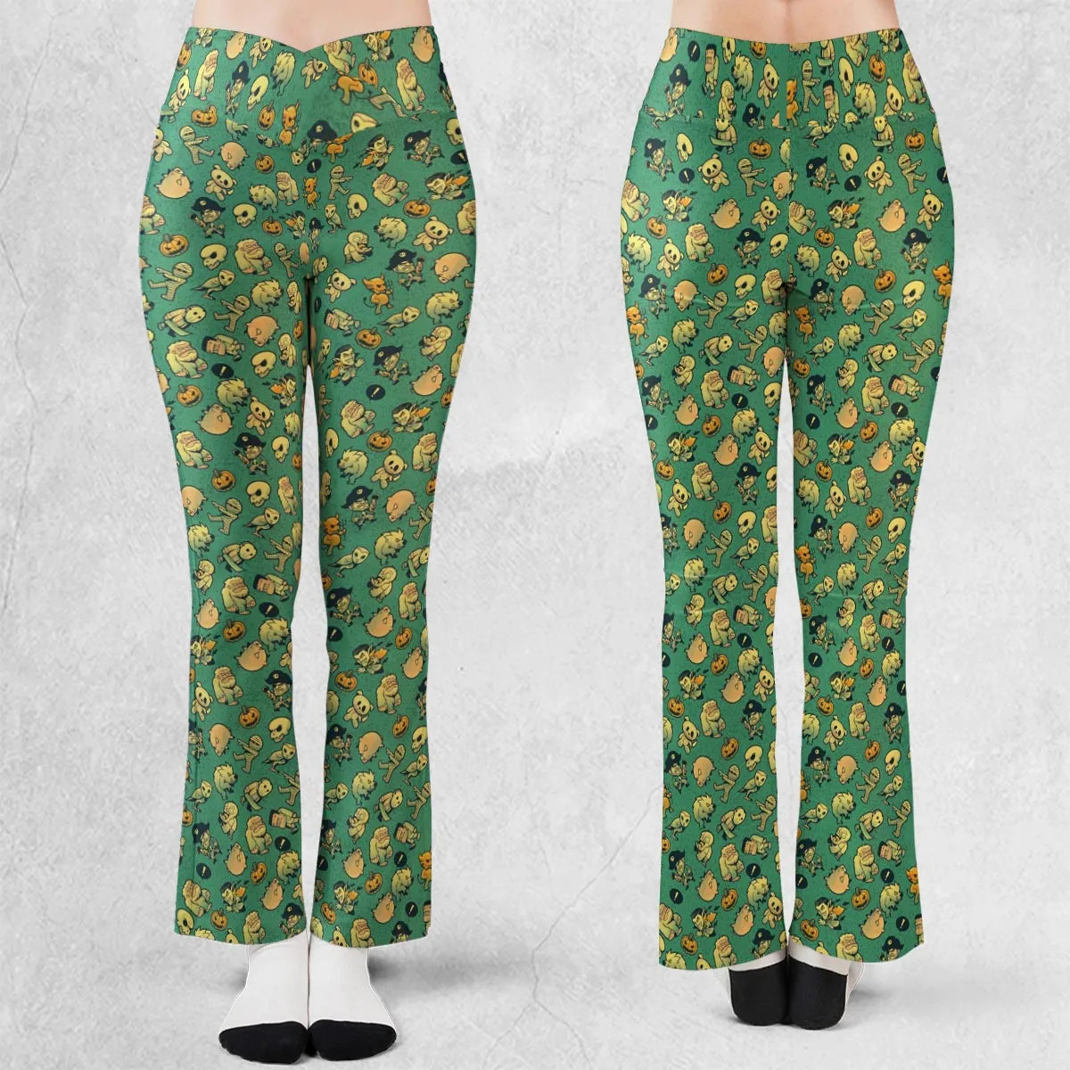 Terror Attack Cute Horror Characters Halloween Flare Leggings