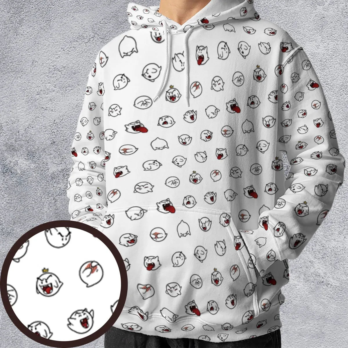 Super Mario Boo Pattern All-over Print Hoodie