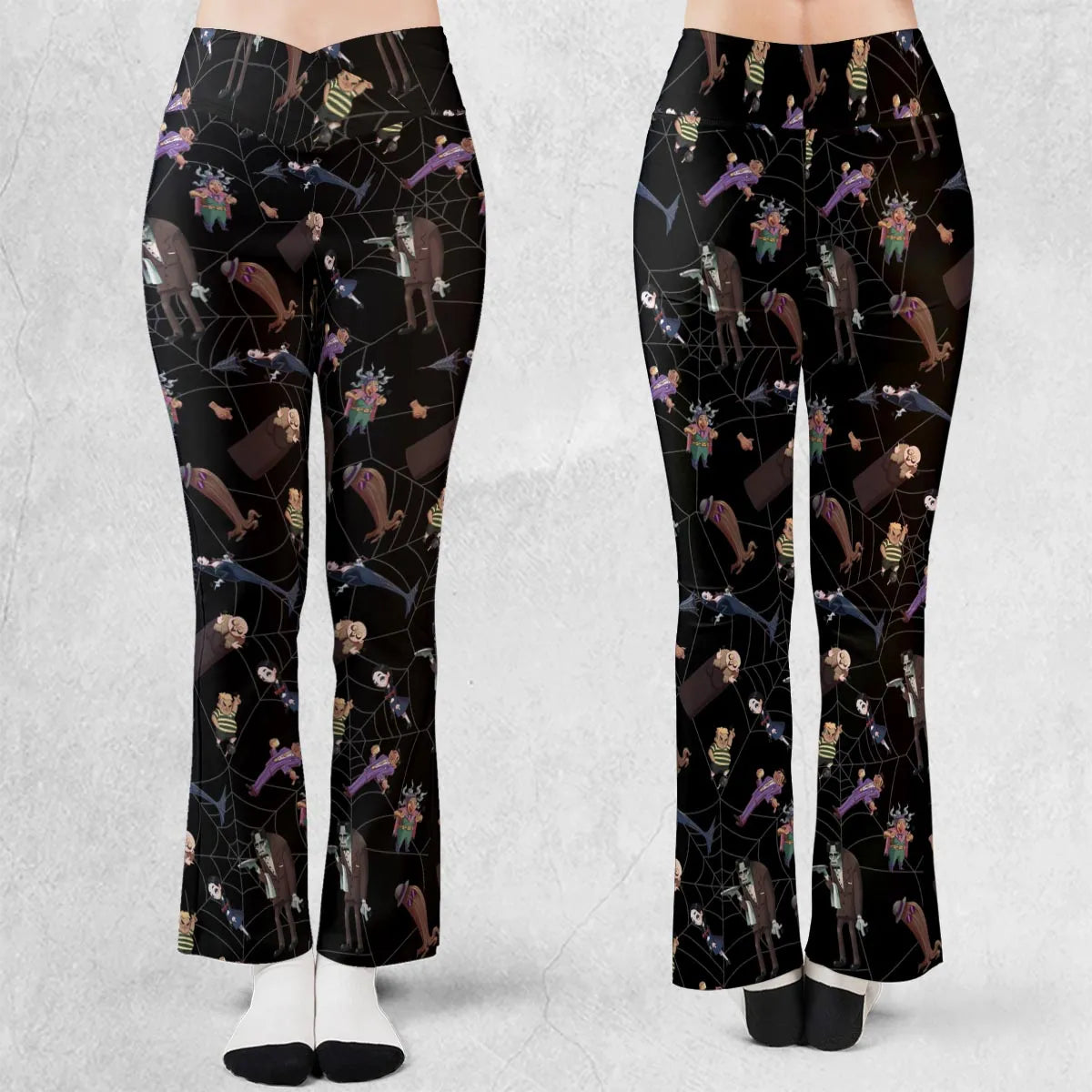 Groovie Addams Family  Cartoon Characters Flare Leggings
