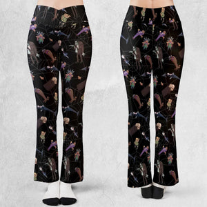 Groovie Addams Family  Cartoon Characters Flare Leggings