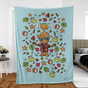 Summer Galaxy Groot Fleece Blanket
