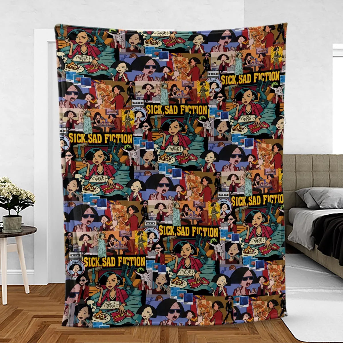Daria Sick Sad Fiction Pattern Fleece Blanket