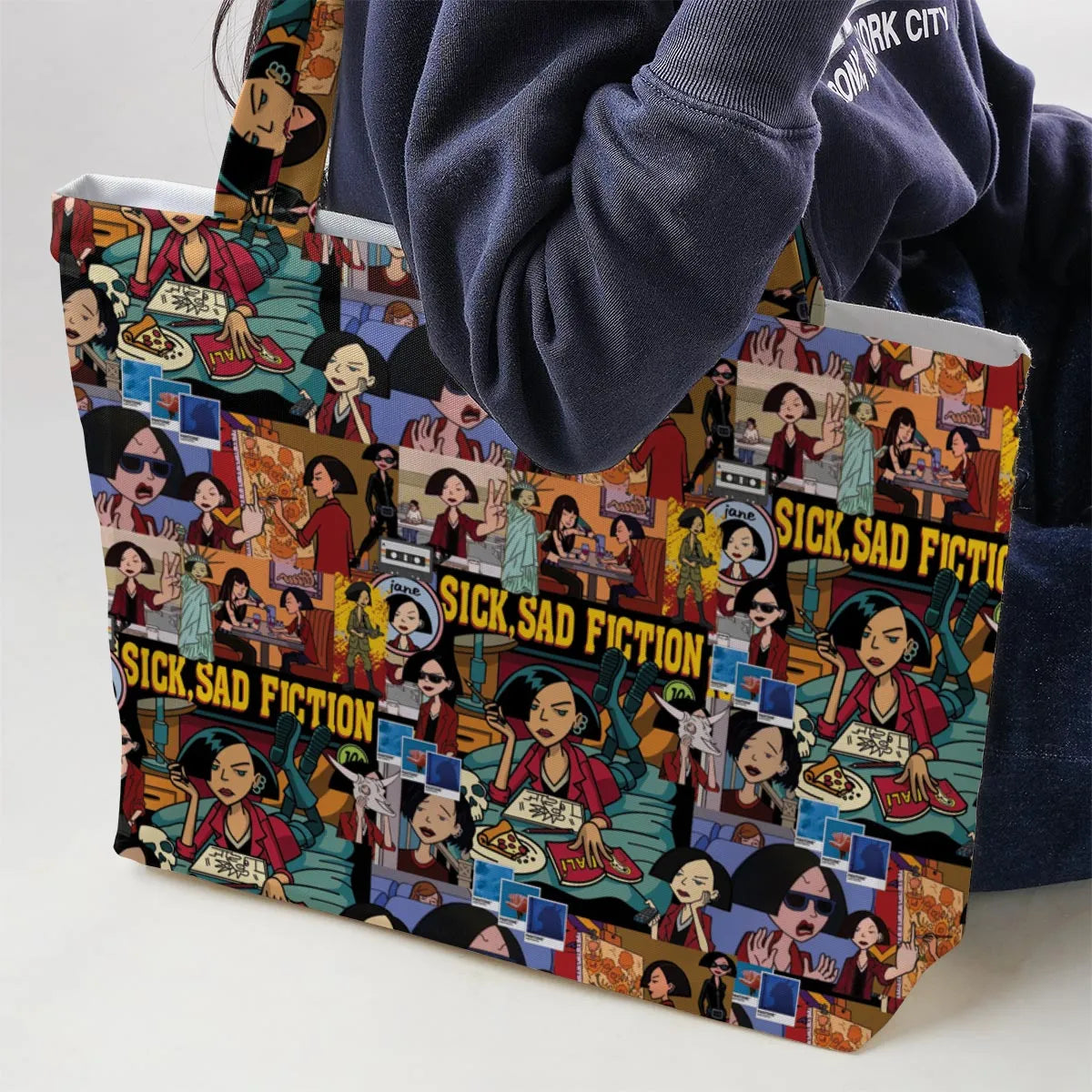 Daria Sick Sad Fiction Pattern Large Tote Bag