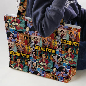 Daria Sick Sad Fiction Pattern Large Tote Bag
