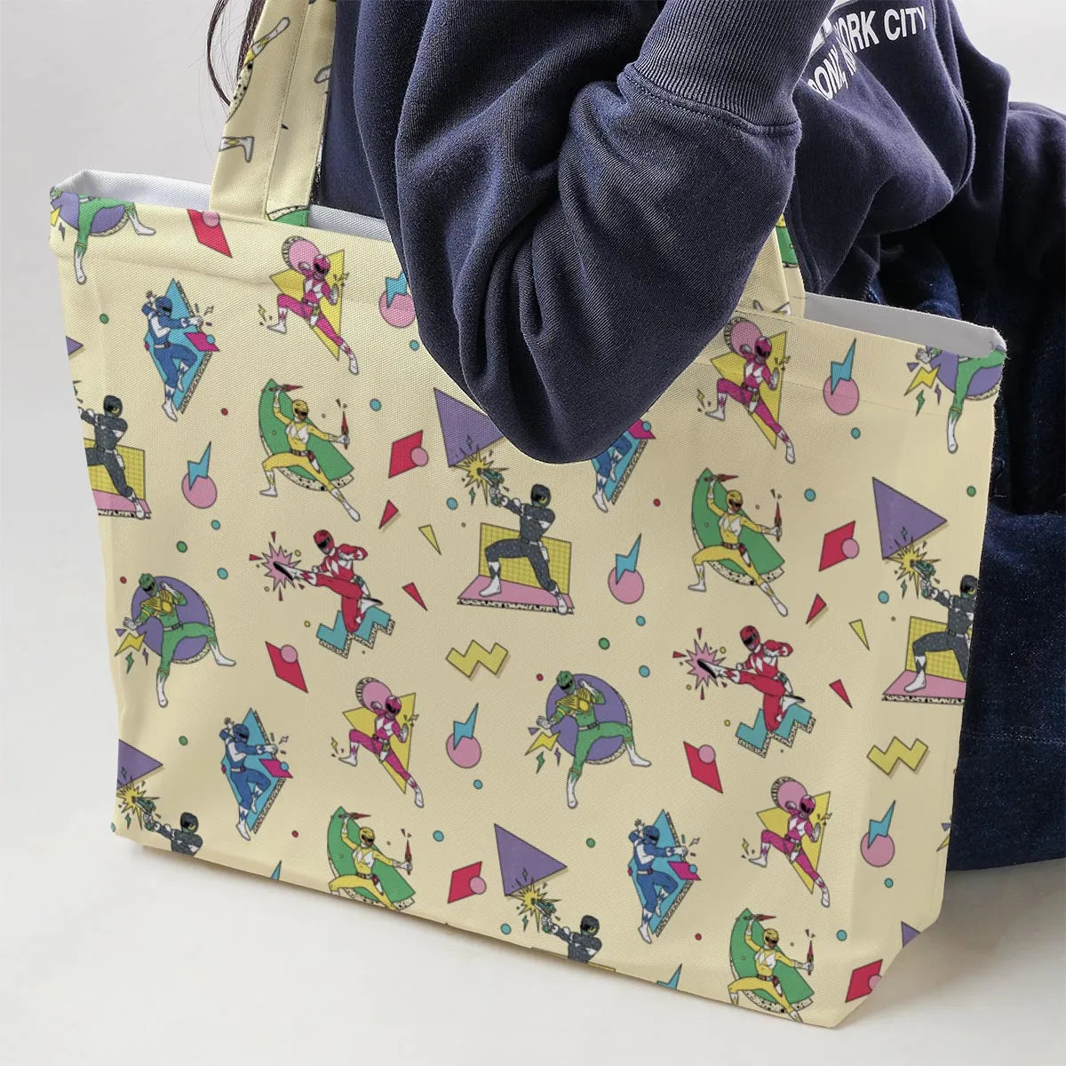 Morphin Team Power Rangers Large Tote Bag