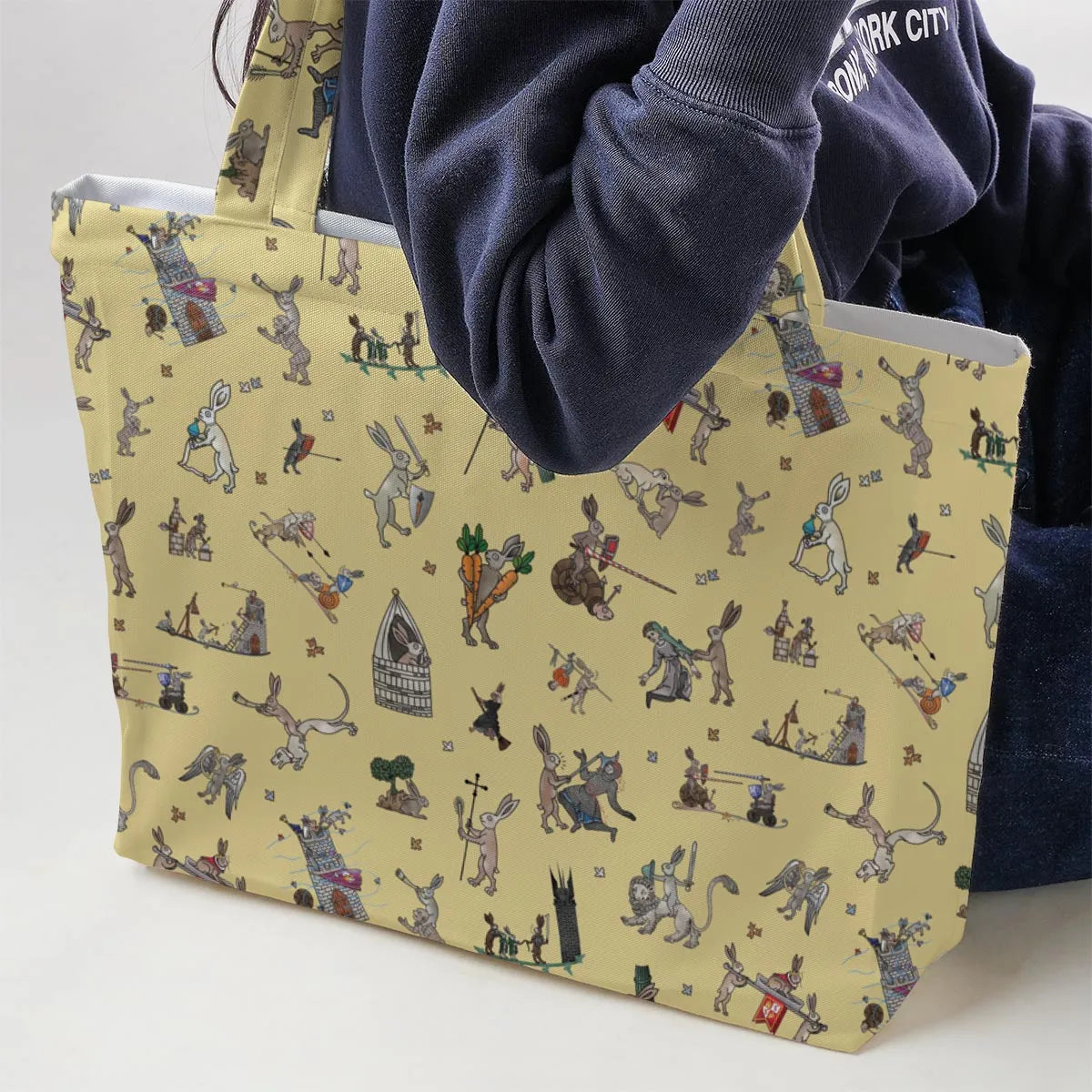 Killer Rabbit The Medieval Marginalia Large Tote Bag