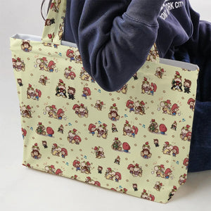 So Cute Bowser and Mario Pattern Large Tote Bag