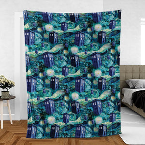 Tardis Starry Night Doctor Who Fleece Blanket