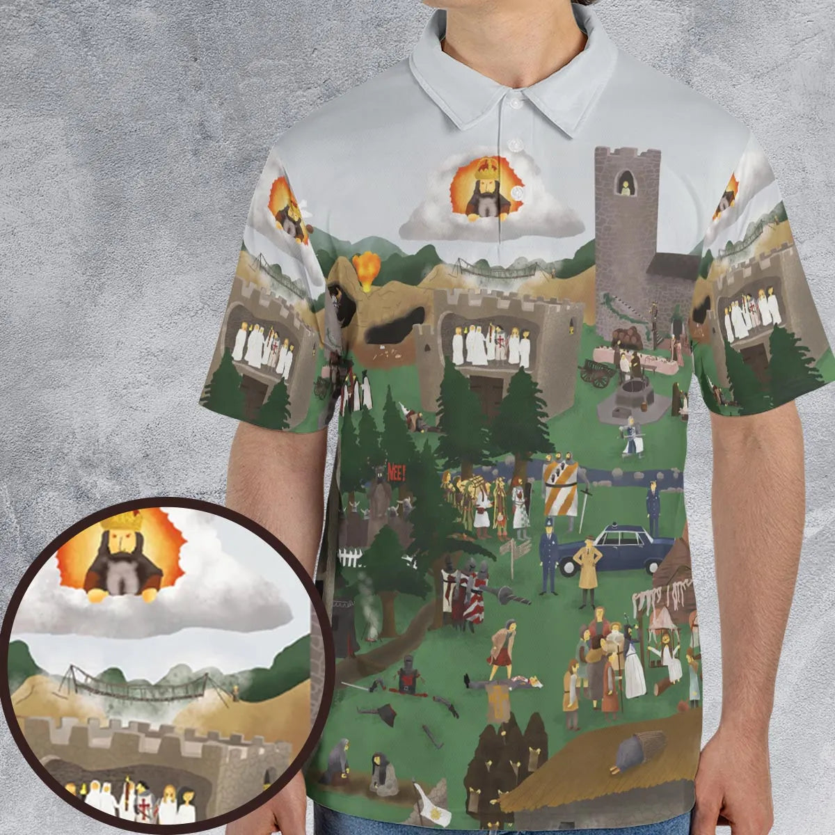 England 932 A.D Monty Python and The Holy Grail AOP Men/Women Polo Shirt