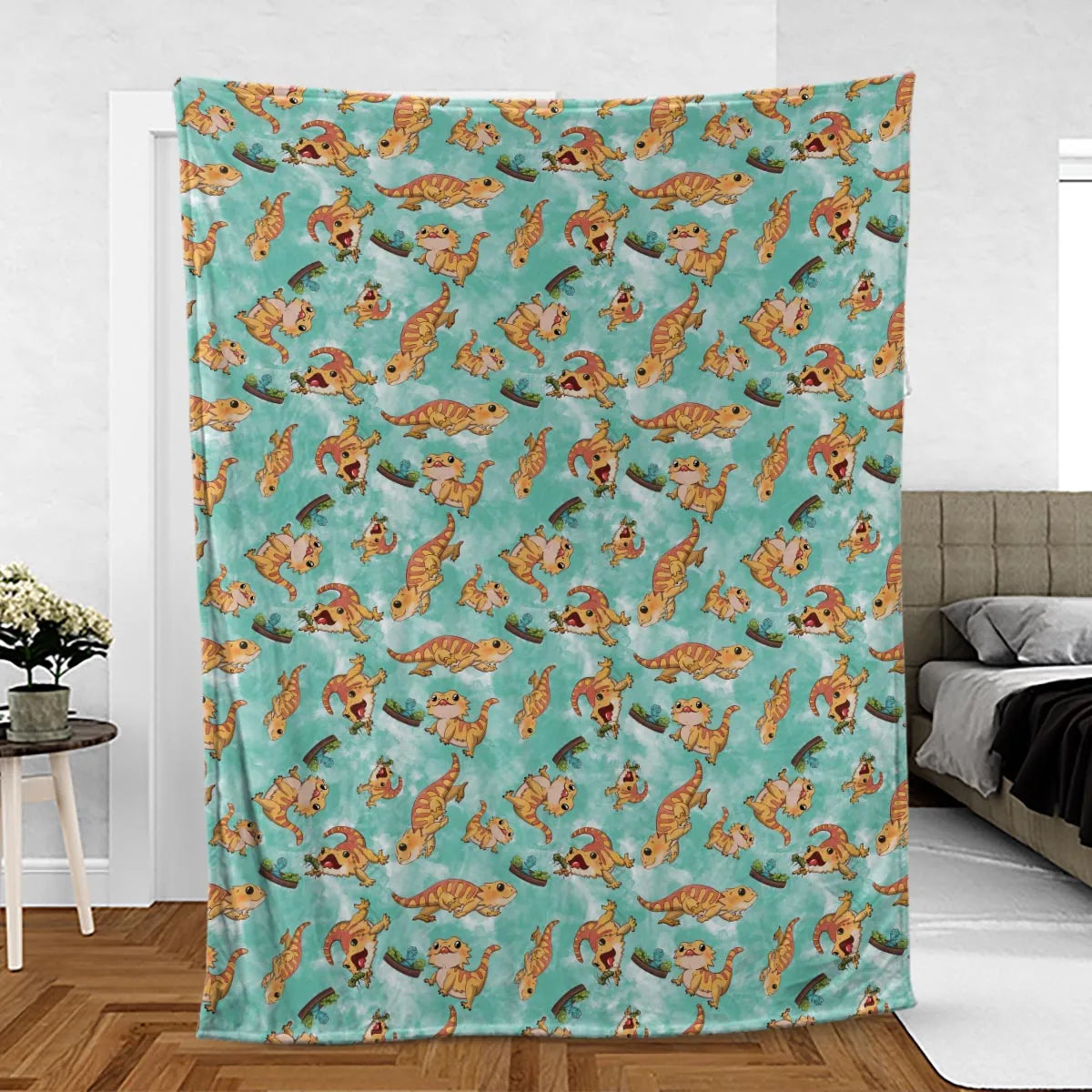 Bearded Dragon Pattern Fleece Blanket