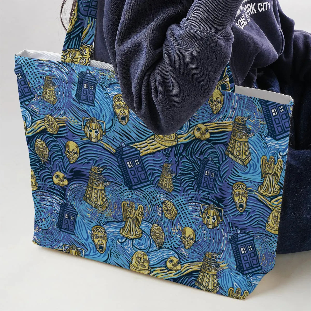 Starry Night Tardis Doctor Who Large Tote Bag