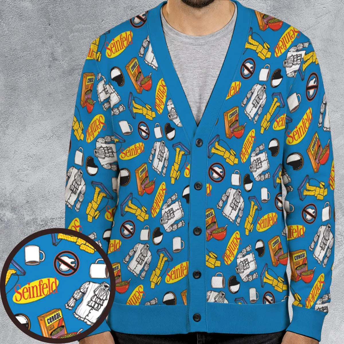 Jerry Seinfeld Comedian Pattern Cardigan