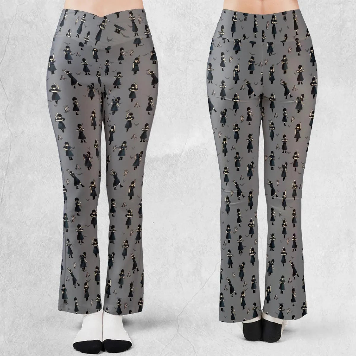 Wednesday Dance Pattern Flare Leggings