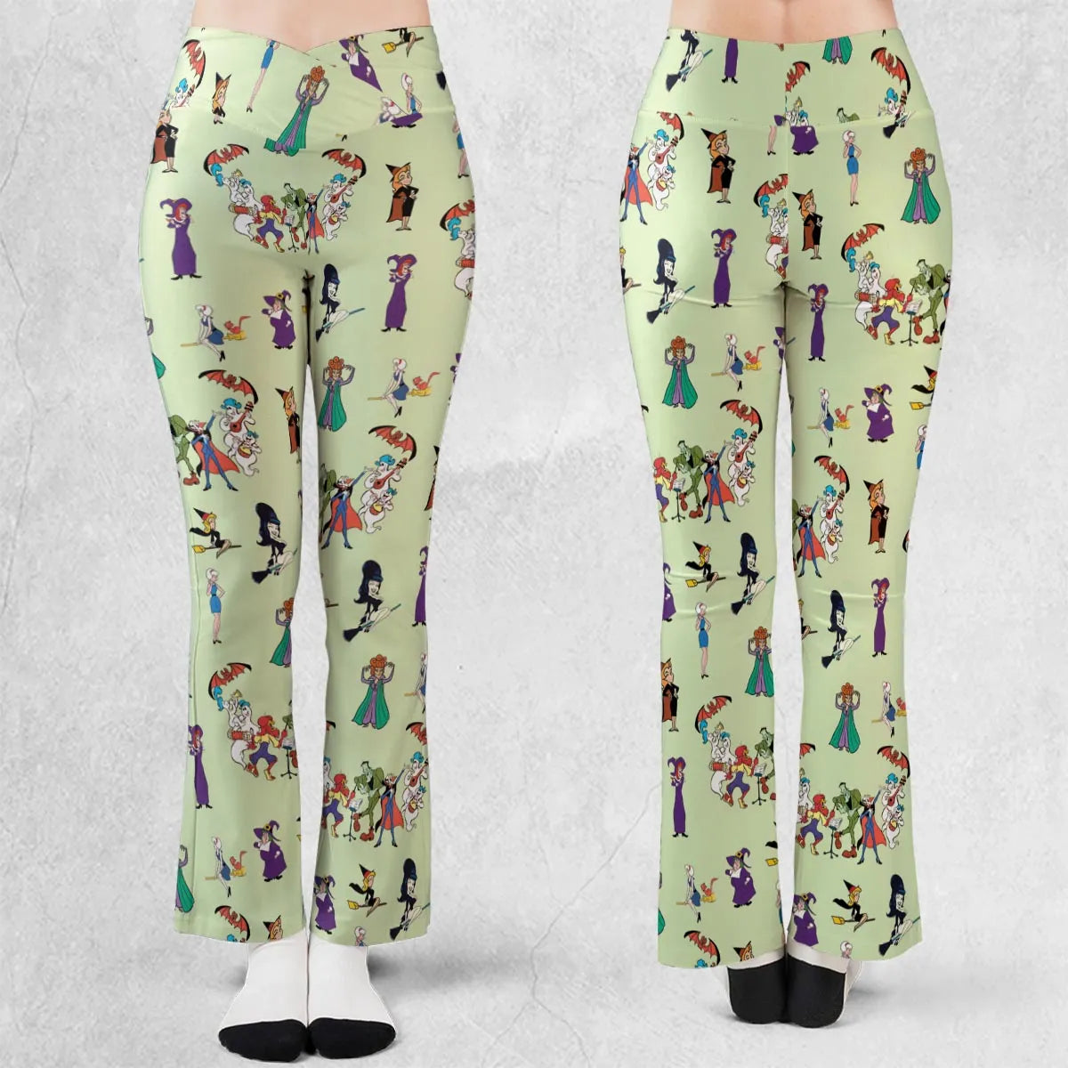 Witches Cartoon Characters Flare Leggings