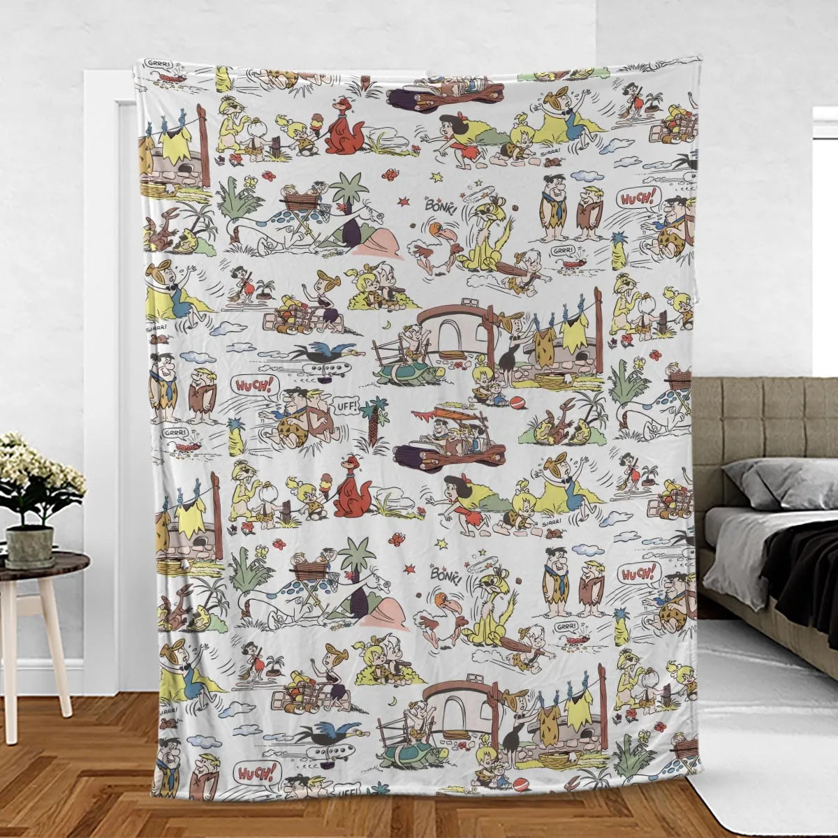 Stone Age Life The Flintstone Fleece Blanket