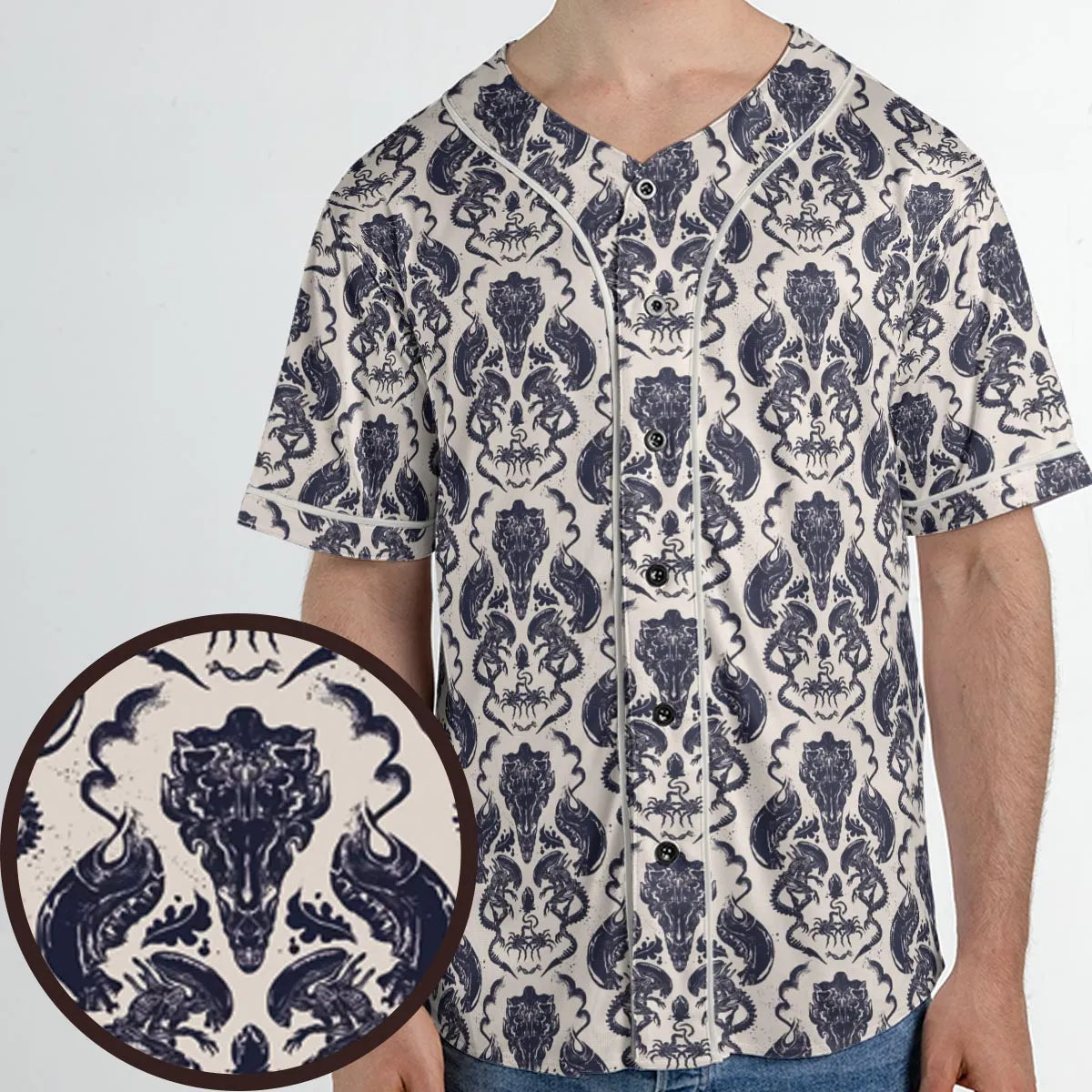 Alien Xenomorph Pattern Unisex Baseball Jersey
