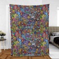 80s Throwback Cartoon Pattern Fleece Blanket