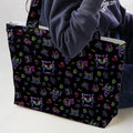 Neon Gastly Haunter Gengar Pokemon Large Tote Bag