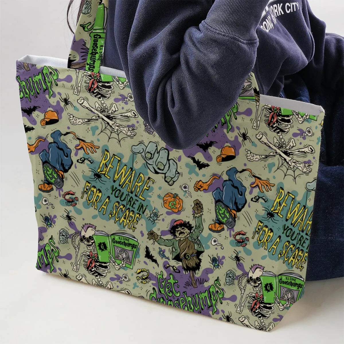 Beware You're In For A Scare Goosebumps Large Tote Bag
