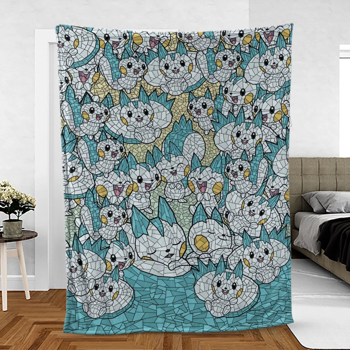 Pachirisu Stained Glass Pokemon Fleece Blanket