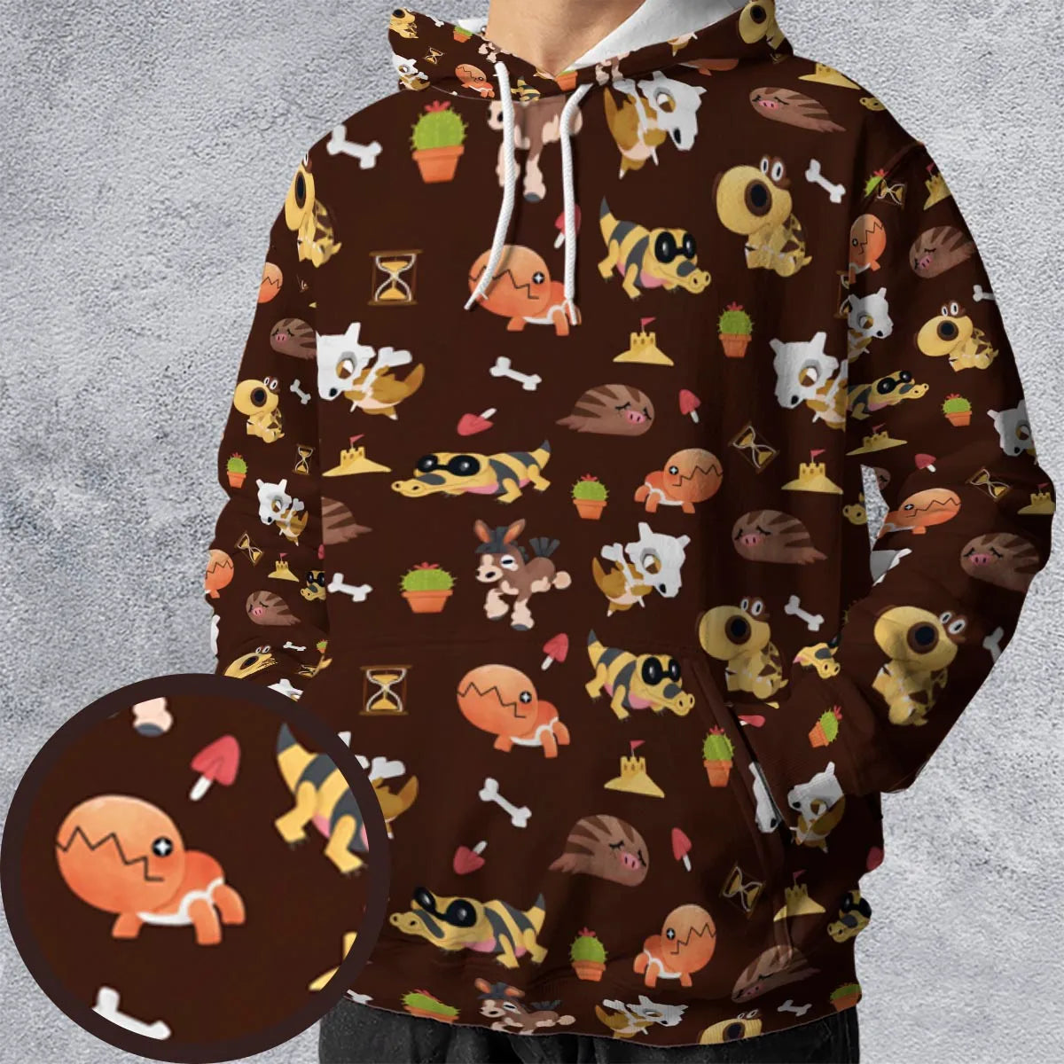 Ground Type Pokemon Pattern All-over Print Hoodie