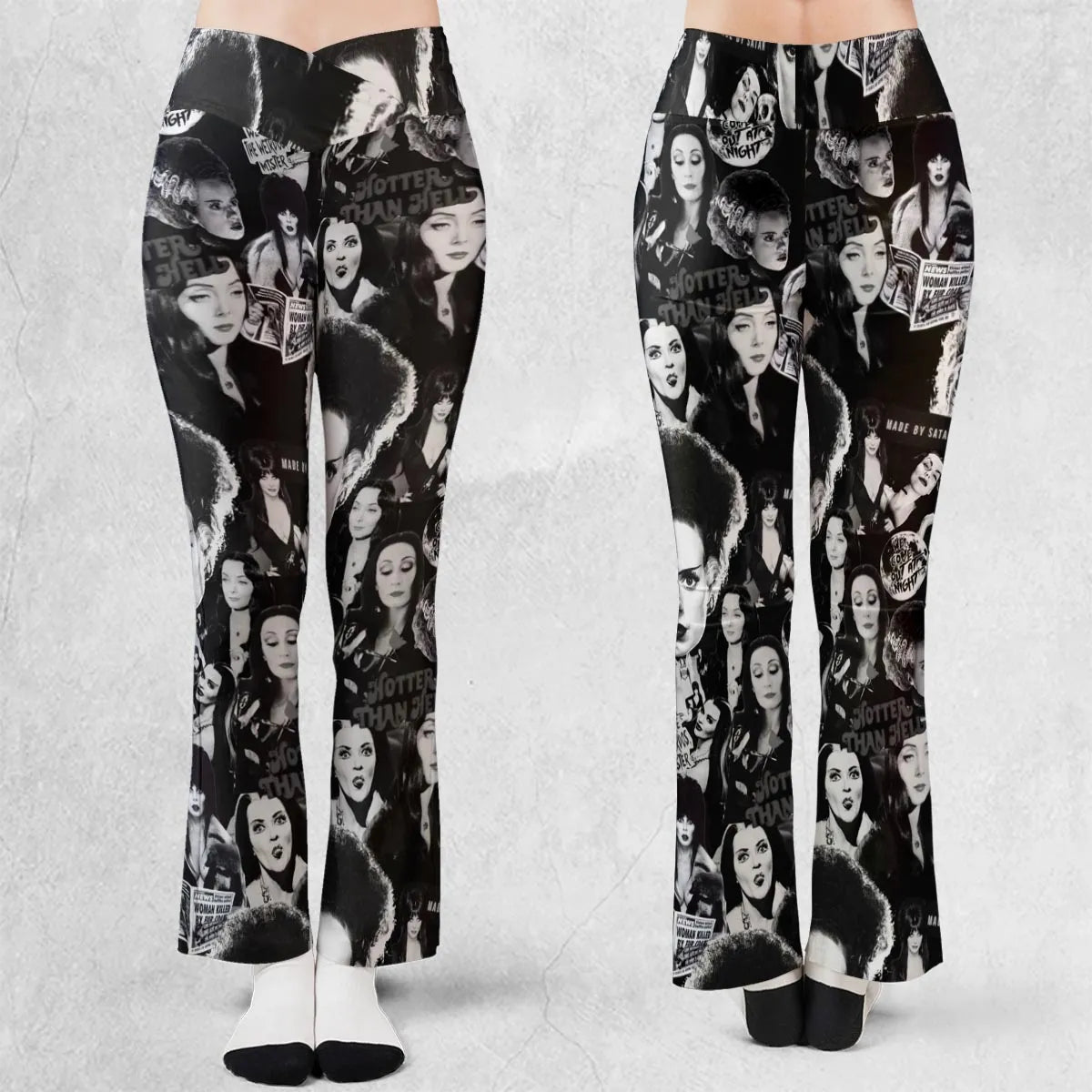 Horror Ladies Slay Collage Classic Horror Movies Flare Leggings