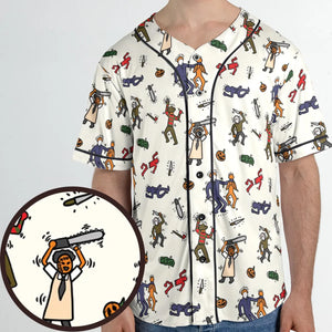 Horror Movie Pop Characters Pattern Unisex Baseball Jersey