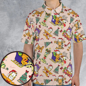 Garfield And Odie Christmas Sleigh AOP Men/Women Polo Shirt