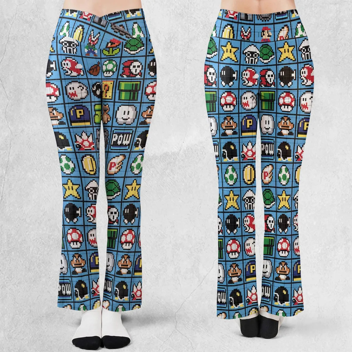 Mario Pixel Super Mario Pattern Flare Leggings