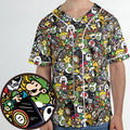Super Mario Characters All In One Pattern Unisex Baseball Jersey