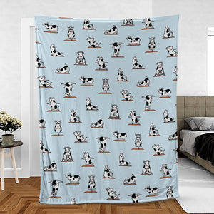 Moo Yoga Pattern Fleece Blanket