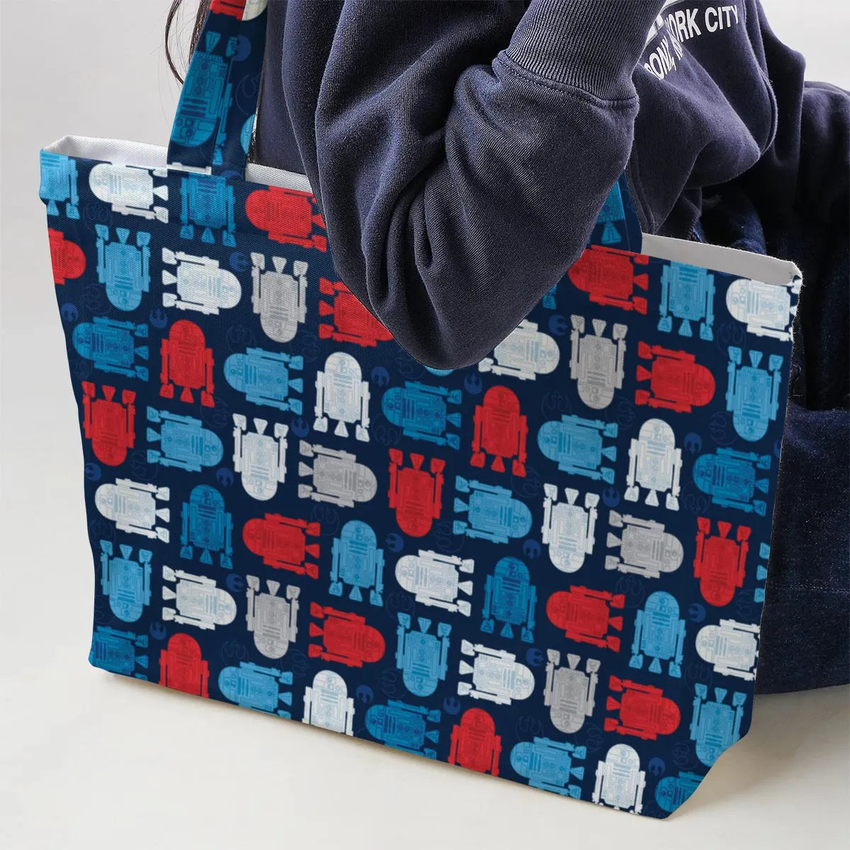 R2-D2 Star Wars 4th of July Pattern Large Tote Bag